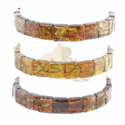 Green Baltic amber bracelet cube style
